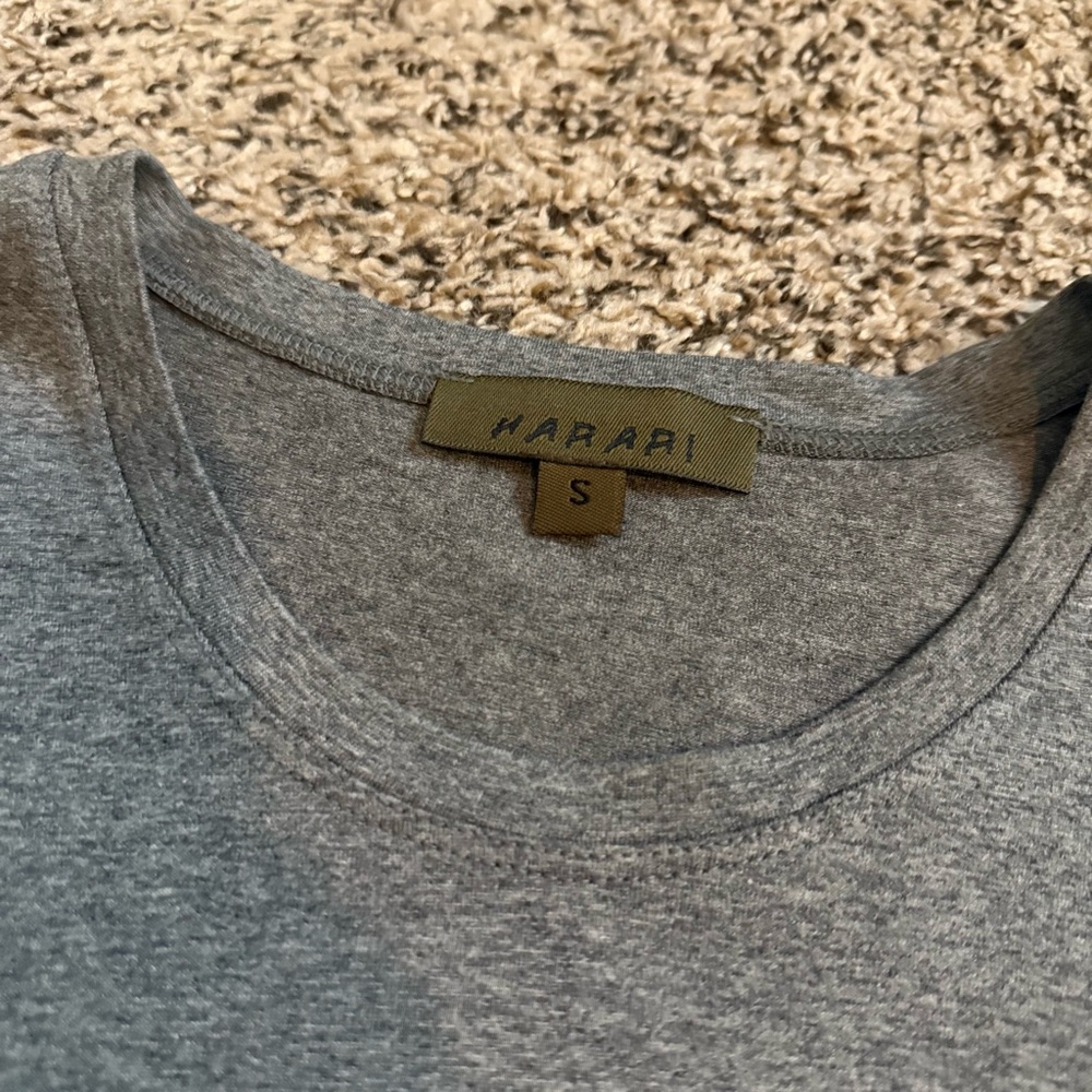 Harari Gray Black Color Block Long Sleeve Asymmetrical Hem Blouse Women’s Small - Picture 8 of 9